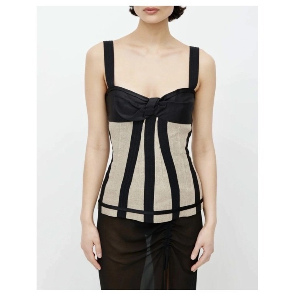Vintage Y2K Dolce & Gabbana And D&G Black Ribbon Corset Bustier Top Blouse 44 XS